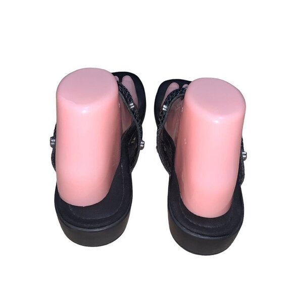 Minnetonka Women's Silverthorne Thong Sandals Size 9 Black Leather Southwestern - Picture 4 of 7